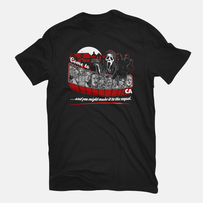Come To Woodsboro-womens fitted tee-goodidearyan