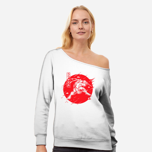 Red Warrior Turtle-womens off shoulder sweatshirt-Rogelio