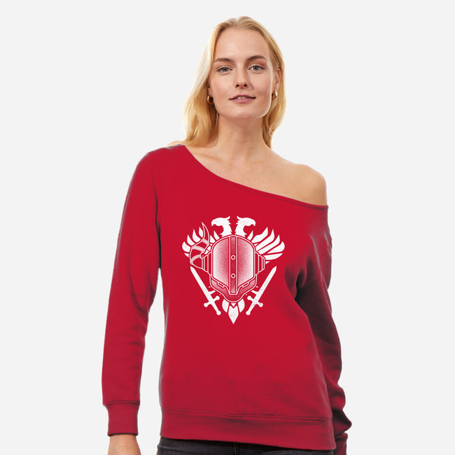 Shaxx Crucible-womens off shoulder sweatshirt-Logozaste