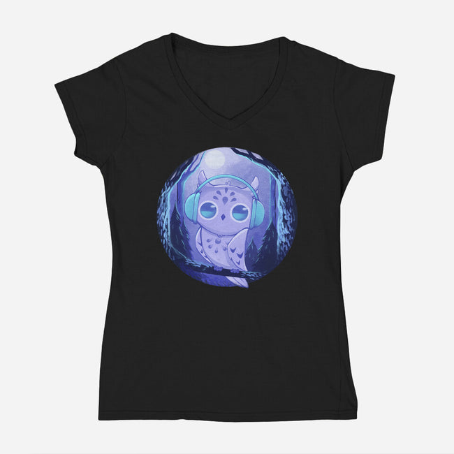 Owl Music-womens v-neck tee-ricolaa