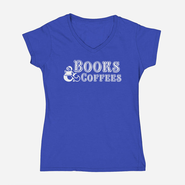 Books And Coffees-womens v-neck tee-DrMonekers