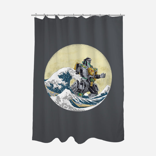 Dragon Wave-none polyester shower curtain-zascanauta