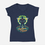 Retro Earth Defender-womens v-neck tee-Olipop