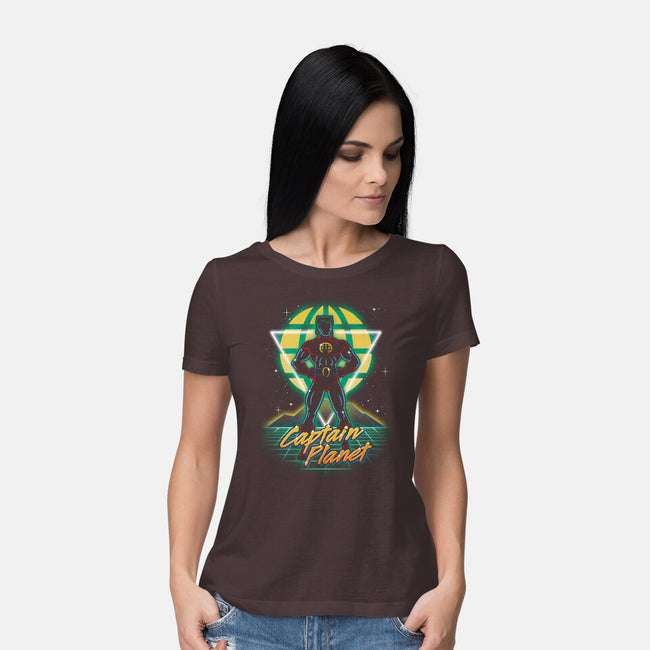 Retro Earth Defender-womens basic tee-Olipop