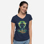 Retro Earth Defender-womens v-neck tee-Olipop