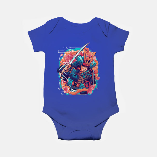 Sakura Floral Samurai-baby basic onesie-Bruno Mota