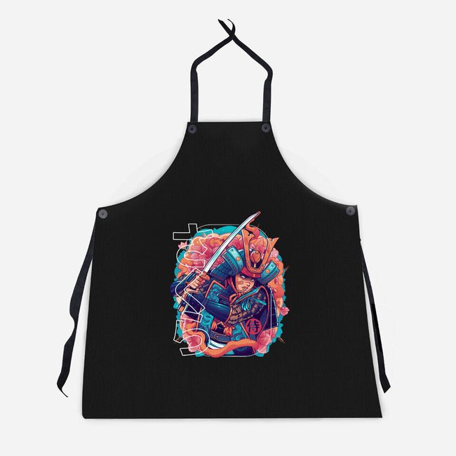 Sakura Floral Samurai-unisex kitchen apron-Bruno Mota