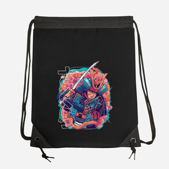 Sakura Floral Samurai-none drawstring bag-Bruno Mota