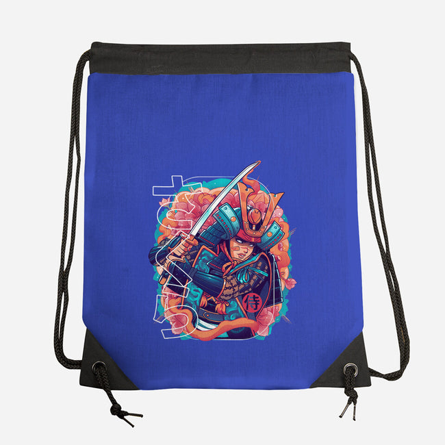 Sakura Floral Samurai-none drawstring bag-Bruno Mota