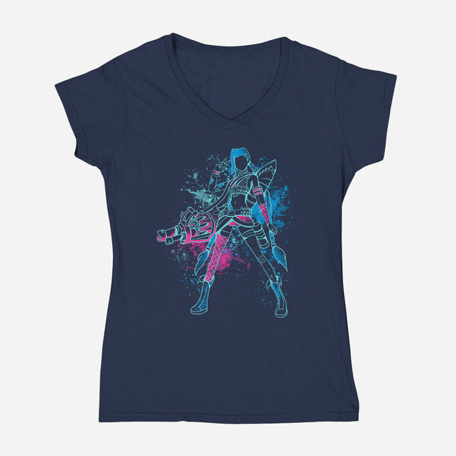 She Was Here-womens v-neck tee-yumie