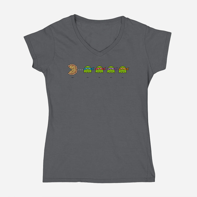 PAC-Pizza-womens v-neck tee-krisren28