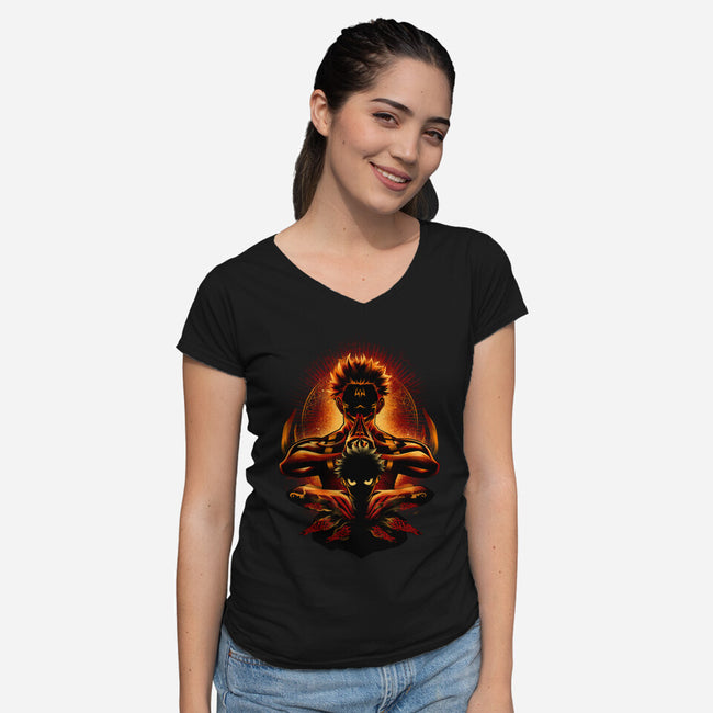 Curse King-womens v-neck tee-hypertwenty