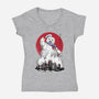 Marshmallow Man Sumi-E-womens v-neck tee-DrMonekers