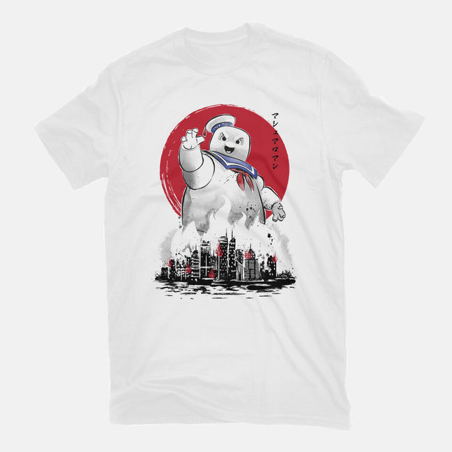 Marshmallow Man Sumi-E-womens fitted tee-DrMonekers