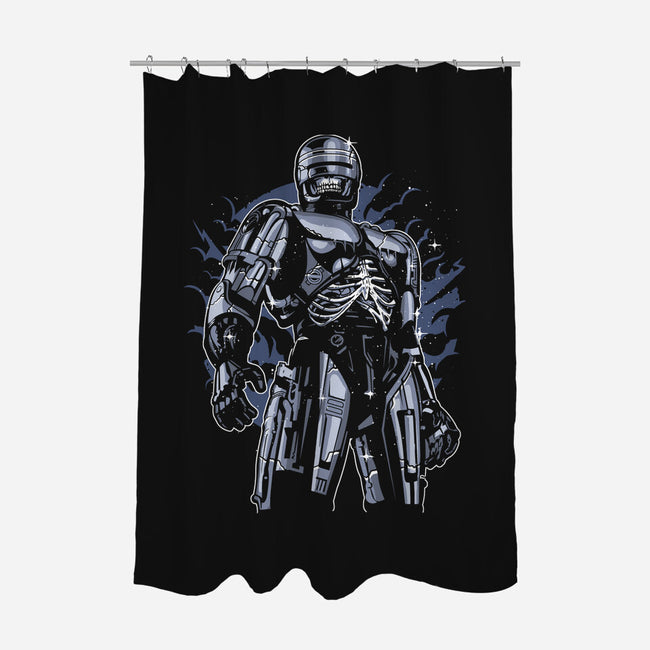 RoboSkull-none polyester shower curtain-ElMattew