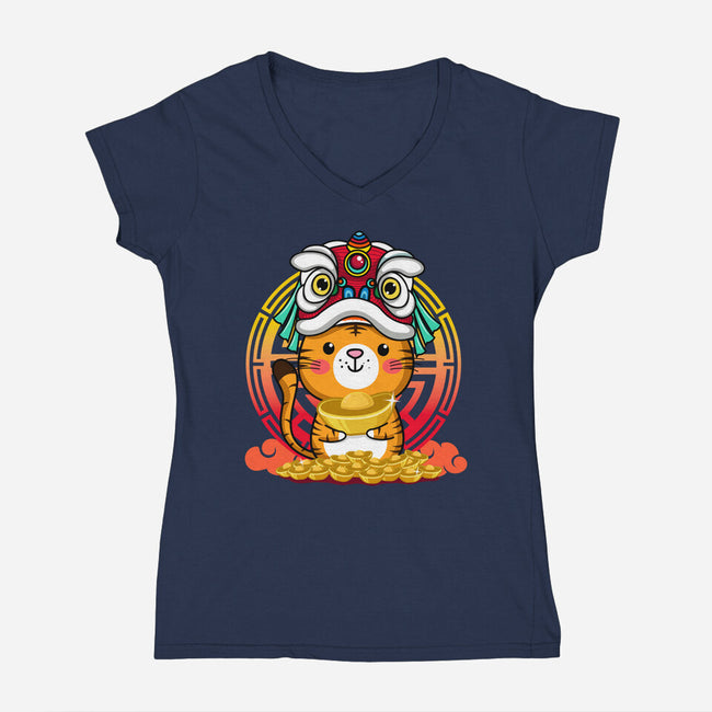 The Golden Tiger-womens v-neck tee-krisren28