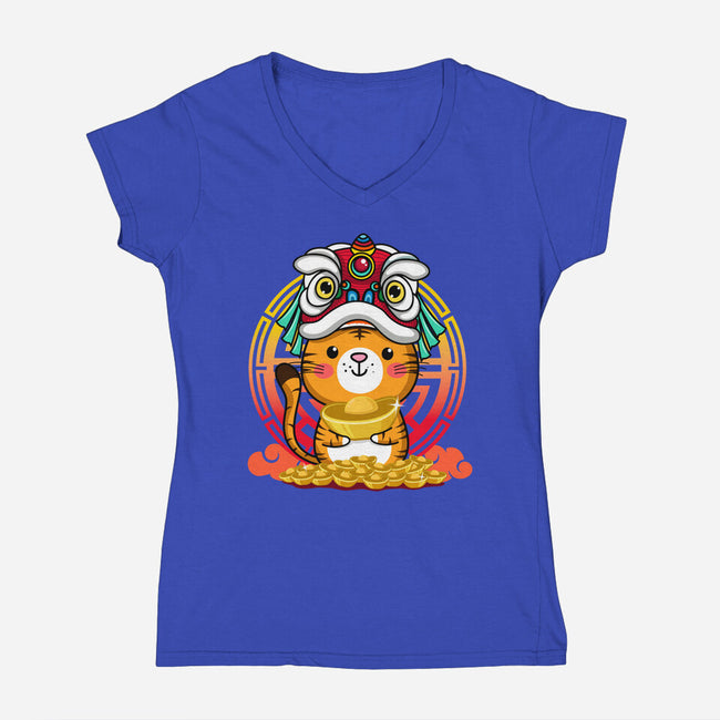 The Golden Tiger-womens v-neck tee-krisren28