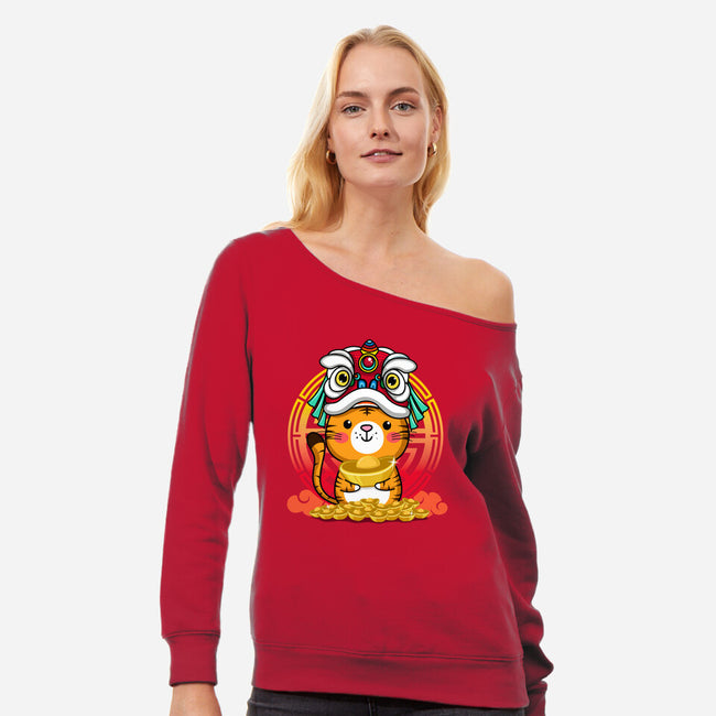 The Golden Tiger-womens off shoulder sweatshirt-krisren28