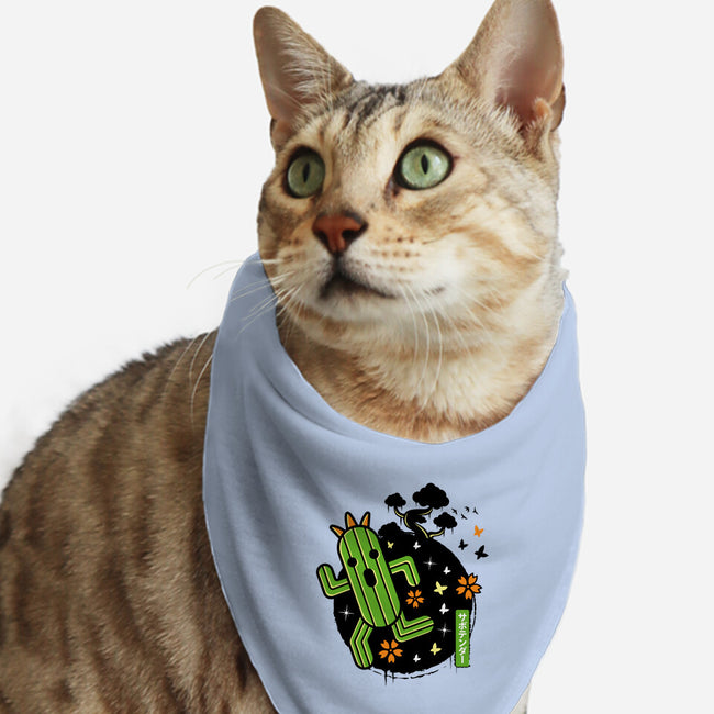 Cactilio Japanese Landscape-cat bandana pet collar-Logozaste
