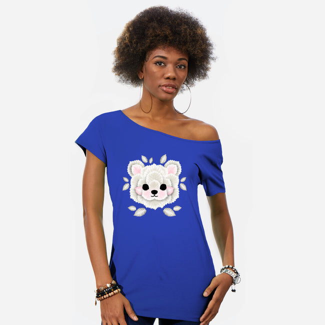 Polar Bear Of Leaves-womens off shoulder tee-NemiMakeit