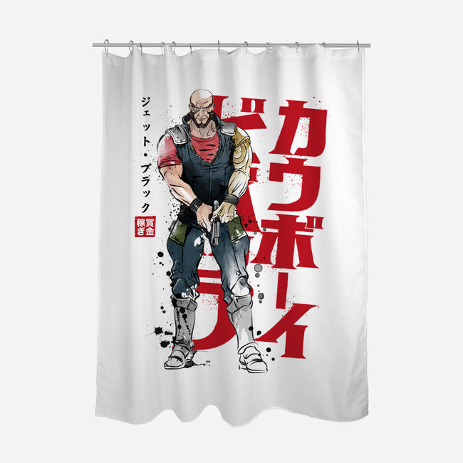Jet Sumi-E-none polyester shower curtain-DrMonekers