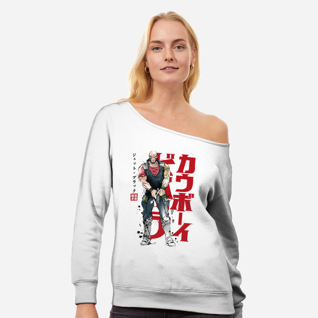 Jet Sumi-E-womens off shoulder sweatshirt-DrMonekers