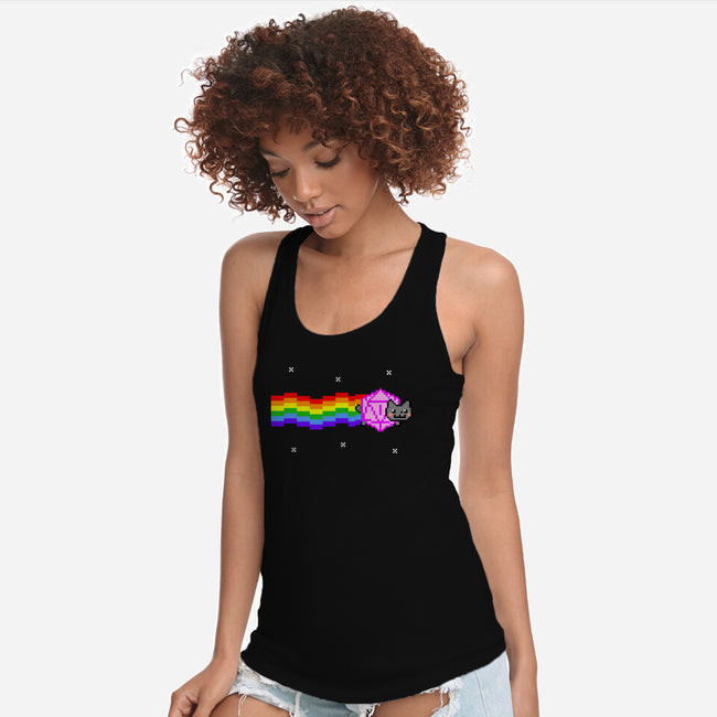 Nyan D20 Cat-womens racerback tank-ShirtGoblin