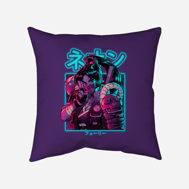 Neon Fury-none removable cover w insert throw pillow-Bruno Mota