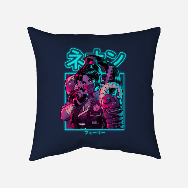Neon Fury-none removable cover throw pillow-Bruno Mota