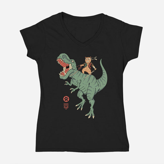 T-Rex Catana-womens v-neck tee-vp021