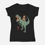 T-Rex Catana-womens v-neck tee-vp021