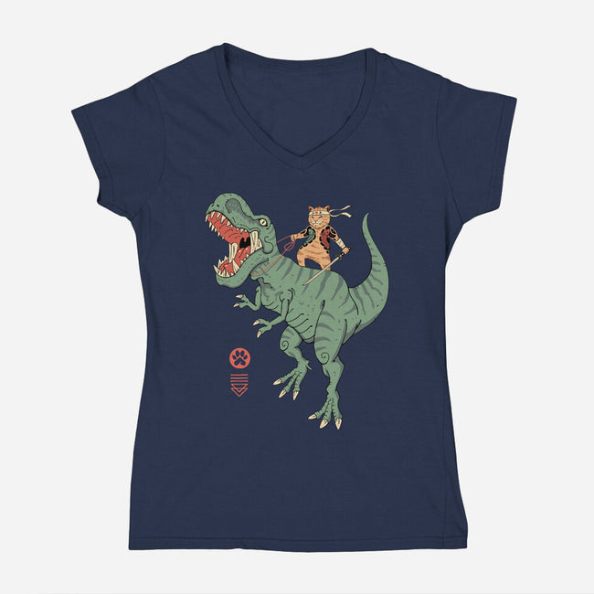 T-Rex Catana-womens v-neck tee-vp021
