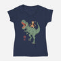 T-Rex Catana-womens v-neck tee-vp021