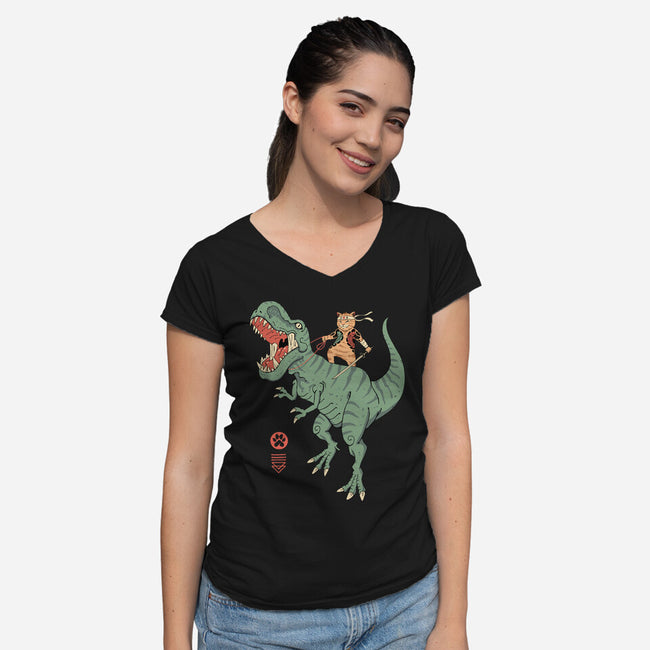 T-Rex Catana-womens v-neck tee-vp021