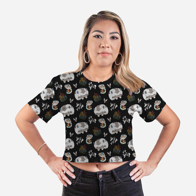 Bender On Repeat-womens all over print cropped tee-StinkPad