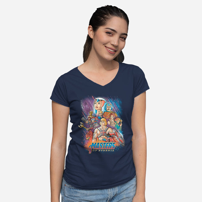 Masters Of Eternia-womens v-neck tee-trheewood