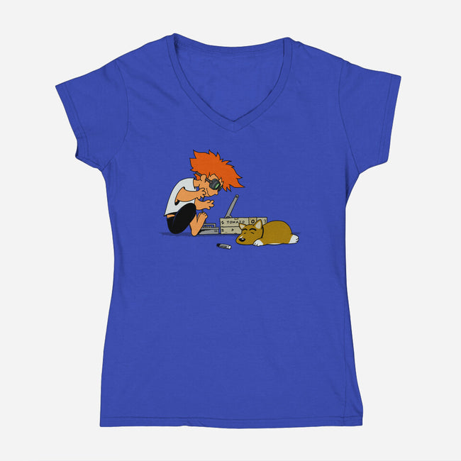 Rad-Ed-womens v-neck tee-pigboom