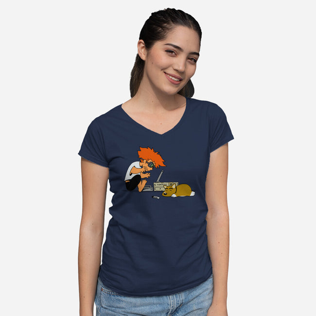 Rad-Ed-womens v-neck tee-pigboom
