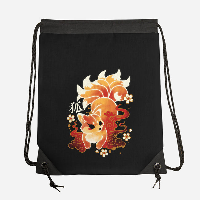 Kitsune Kawaii-none drawstring bag-NemiMakeit