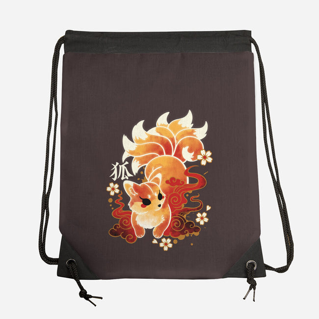 Kitsune Kawaii-none drawstring bag-NemiMakeit