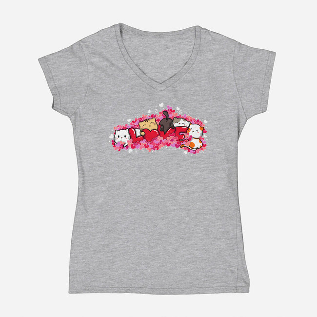 Love Cats-womens v-neck tee-krisren28