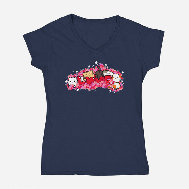 Love Cats-womens v-neck tee-krisren28