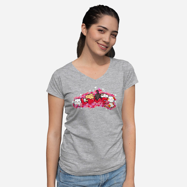 Love Cats-womens v-neck tee-krisren28