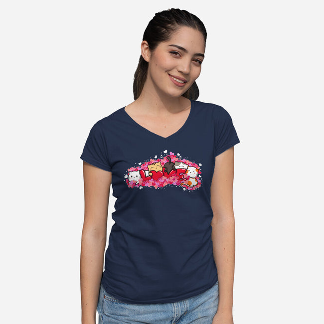 Love Cats-womens v-neck tee-krisren28