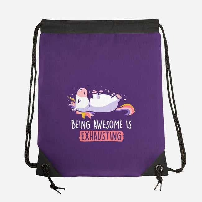 Being Awesome Is Exhausting-none drawstring bag-eduely
