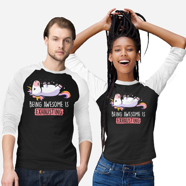 Being Awesome Is Exhausting-unisex baseball tee-eduely