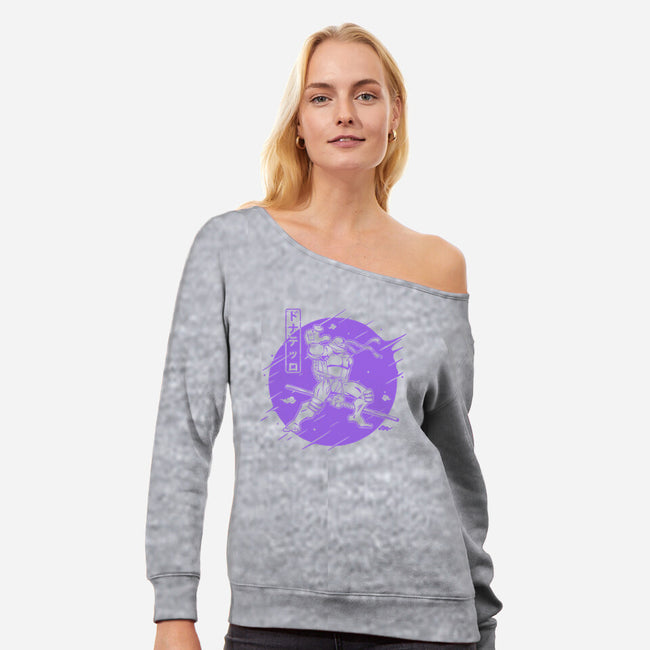Purple Warrior Turtle-womens off shoulder sweatshirt-Rogelio
