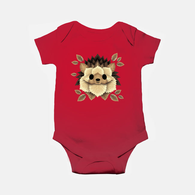 Hedgehog Of Leaves-baby basic onesie-NemiMakeit