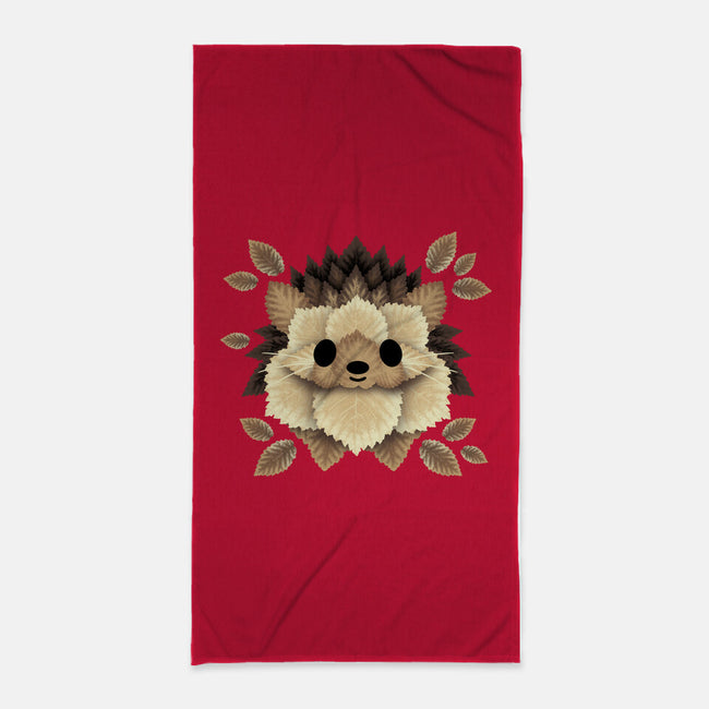 Hedgehog Of Leaves-none beach towel-NemiMakeit