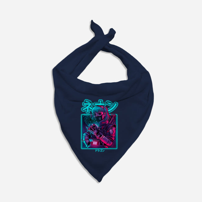 Neon Dragon-dog bandana pet collar-Bruno Mota